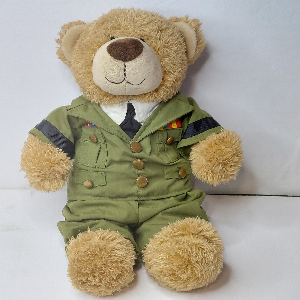 Build-A-Bear Military Bear Green USA Military Outfit Stuffed Plush Toy